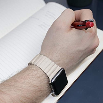 INI Compatible with Apple Watch Band 49mm 46mm 45mm 44mm 42mm 41mm 40mm 38mm - Adjustable Leather Strap with Magnetic Closure System for iWatch Series 10 Ultra 2 Ultra/9/8/7/SE/6/5/4/3/2/1 - Tan