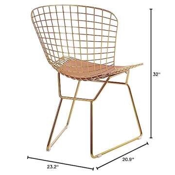 Elegant HOMEFUN Modern Dining Gold Wire Chair Set