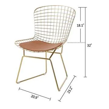 Elegant HOMEFUN Modern Dining Gold Wire Chair Set