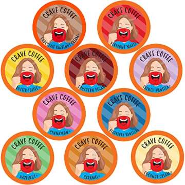 Crave Beverages Flavored Coffee Pods Sampler, Compatible with 2.0 K-Cup Brewers, Assorted Variety Pa...