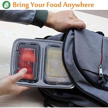 Enther Meal Prep Containers [20 Pack] 2 Compartment with Lids, Food Storage Bento Box | BPA Free | Stackable | Reusable Lunch Boxes, Microwave/Dishwasher/Freezer Safe, Portion Control (32 oz)