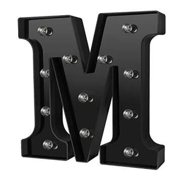Adorn Life Light up Letters Led Letters Numbers Lights 26 Alphabet & Arabic Numerals 0-9 Black Decorative Marquee Lamps for Events Wedding Party Birthday Home Bar (Cool Black D)