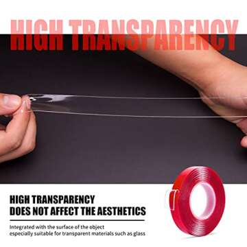 Maxwel Manufacturing Double Sided Tape Heavy Duty - 1/2" 10' Transparent Strong Adhesive Removable Double Sided Mounting Tape for Home Decor,Wall Decor,Room Decor,Office Decor(Pack of 1 Roll)