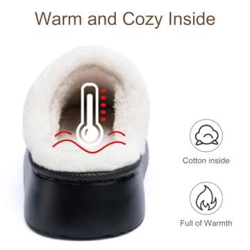 GOEWY Womens Slippers for Women Cozy Memory Foam House Slippers Winter Warm Comfy Furry Shoes for Indoor Outdoor Suede Platform with Anti-Skid Sole