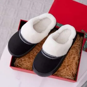 GOEWY Womens Slippers for Women Cozy Memory Foam House Slippers Winter Warm Comfy Furry Shoes for Indoor Outdoor Suede Platform with Anti-Skid Sole