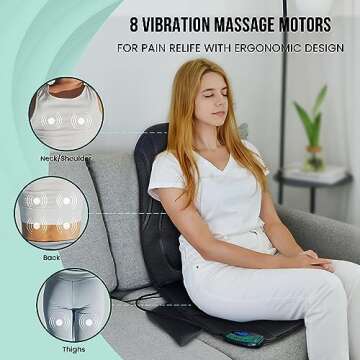 Snailax Vibration Back Massager with Heat, Seat Massager with 8 Vibrating Motors & 5 Modes, Chair Ma...