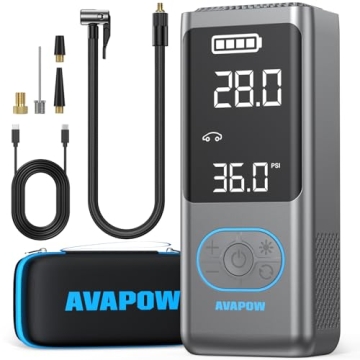 AVAPOW AP18 Tire Inflator Portable Air Compressor, 300% Faster 150 PSI Cordless Air Pump with Tire P...