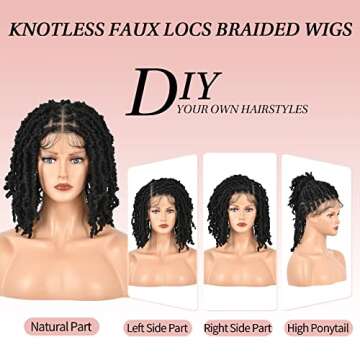 Kalyss 12" Faux Locs Braided Lace Front Wig for Women