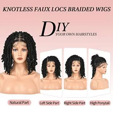 Kalyss 12" Faux Locs Braided Lace Front Wig for Women