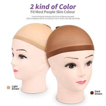 Teenitor 16 Pack Nylon Wig Caps, 8 Pack Brown Stocking Caps & 8 Pack Beige Wigs Caps