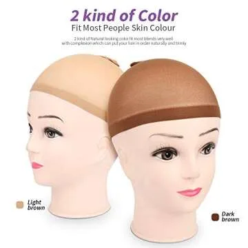 Teenitor 16 Pack Nylon Wig Caps, 8 Pack Brown Stocking Caps & 8 Pack Beige Wigs Caps
