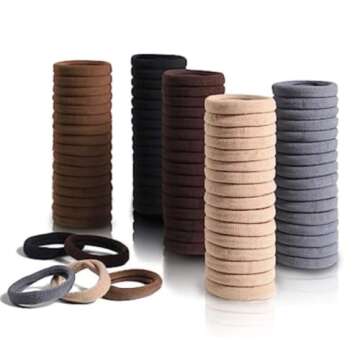 100 Pcs Brown Seamless Thick Hair Ties, Ponytail Holders Hair Accessories No Damage for Thick Hair (Natural Colors) (brown)