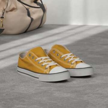 ZGR Women’s Canvas Low Top Sneaker Lace-up Classic Casual Shoes(Yellow，US9)