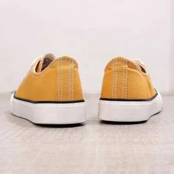ZGR Women’s Canvas Low Top Sneaker Lace-up Classic Casual Shoes(Yellow，US9)