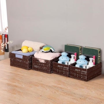 Stylish Elevon Plastic Wicker Storage Baskets Set for Home