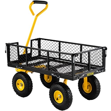 VEVOR 900 lbs Steel Garden Cart Heavy-Duty Removable Sides