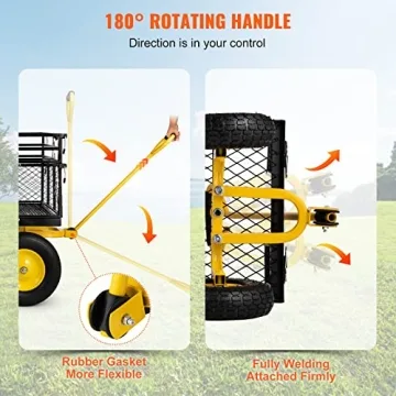 VEVOR 900 lbs Steel Garden Cart Heavy-Duty Removable Sides