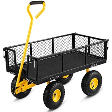 VEVOR 900 lbs Steel Garden Cart Heavy-Duty Removable Sides