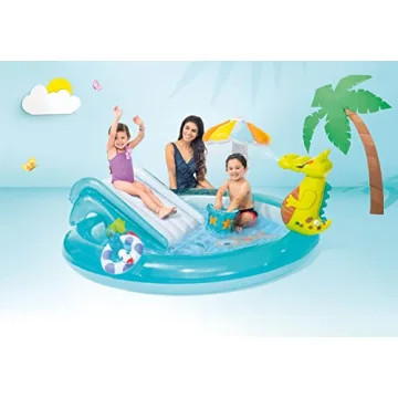 Intex Gator Inflatable Kiddie Pool with Slide for Kids