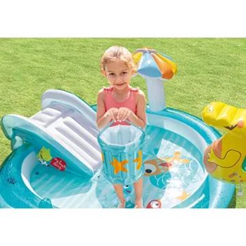 Intex Gator Inflatable Kiddie Pool with Slide for Kids