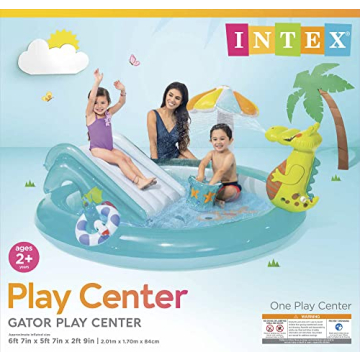Intex Gator Inflatable Kiddie Pool with Slide for Kids