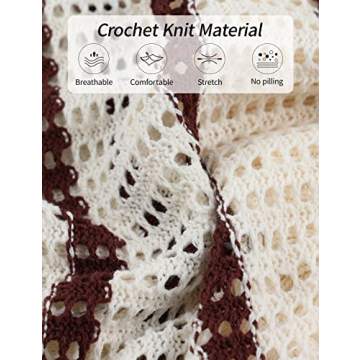 Gihuo Women' s Y2K 2 Piece Knit Outfits Striped Sweater Shorts Set Color Block Long Sleeve Button Up Shirts Shorts(Coffee-L)