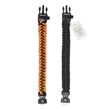K2-Peak Survival Paracord Bracelet with Compass & Whistle