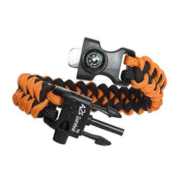 K2-Peak Survival Paracord Bracelet with Compass & Whistle