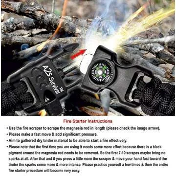 K2-Peak Survival Paracord Bracelet with Compass & Whistle