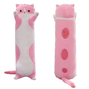 SHINUOER Long Cat Plush Pillow Cat Body Pillow,Pink Cat Stuffed Animals Soft Plushies Kawaii Stuffed...