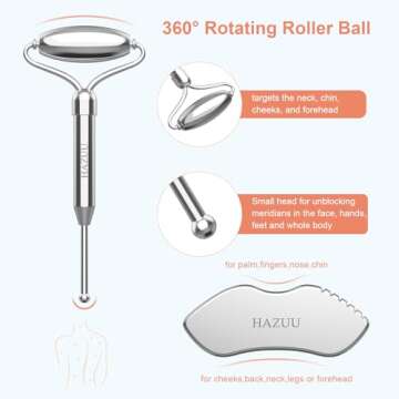 Stainless Steel Gua Sha Face Rollers&Acupuncture Pen - Metal Roller for Eyes & Neck, Anti-Aging Faci...