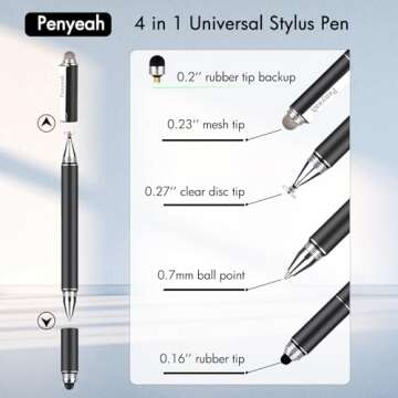 Penyeah Stylus Pen - 4 in 1 Disc Stylus for Touchscreens, High Precision
