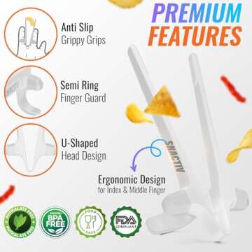 SNACTIV PRO Finger Chopsticks for Gamers - As Seen on Shark Tank! The Official Snacking Tool of the Future - Enjoy Snacks and Chips with Ease - Innovative Gaming Snacking Solution - Snack Chopsticks