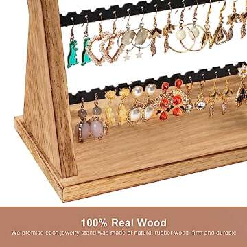 Poyilooo Rustic Wood Earring Holder Organizer for Women