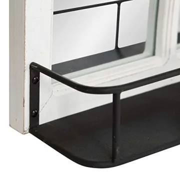 Kate and Laurel Farmhouse Windowpane Mirror with Shelf