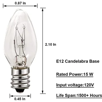 12 Pack 15 Watt E12 Light Bulbs for Salt Lamps & Chandeliers