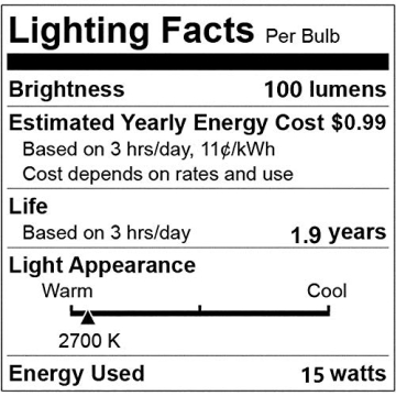 12 Pack 15 Watt E12 Light Bulbs for Salt Lamps & Chandeliers