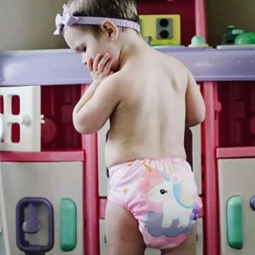 babygoal Reusable Cloth Diapers for Girls, Adjustable Washable Nappy 6pcs+ 6pcs Microfiber Inserts+One Wet Bag 6YDG08