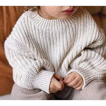 Toddler Baby Girls Loose Long Sleeve Knit Sweaters Warm Pullover Top Fall Winter Clothes Outfits (Ca...