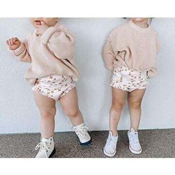 Toddler Baby Girls Loose Long Sleeve Knit Sweaters Warm Pullover Top Fall Winter Clothes Outfits (Casual Loose Beige, 6-12 Months)