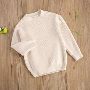 Toddler Baby Girls Loose Long Sleeve Knit Sweaters Warm Pullover Top Fall Winter Clothes Outfits (Casual Loose Beige, 6-12 Months)