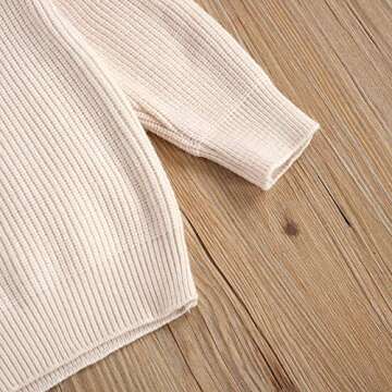 Toddler Baby Girls Loose Long Sleeve Knit Sweaters Warm Pullover Top Fall Winter Clothes Outfits (Casual Loose Beige, 6-12 Months)