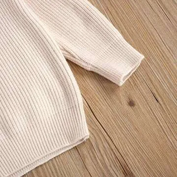 Toddler Baby Girls Loose Long Sleeve Knit Sweaters Warm Pullover Top Fall Winter Clothes Outfits (Casual Loose Beige, 6-12 Months)