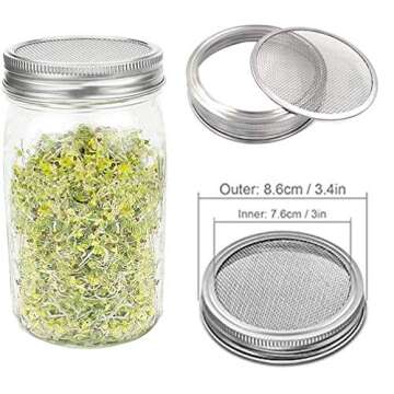 Sprouting Lids 316 Stainless Steel Mesh Lid Sprouting Strainer Lids Kit for Wide Mouth Mason Jars Ca...