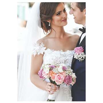 BEAUTELICATE Wedding Bridal Veil with Comb 1 Tier Cut Edge Fingertip&Cathedral Length