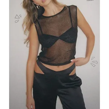 Women's Strapless Crochet Bandeau Knit Tube Top Slim Crop Corset Cami Sexy Sleeveless Tank Tops Sheer Hollow Out T-Shirt Vest