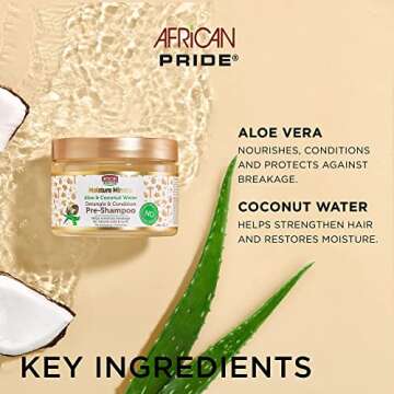 African Pride Takedown & Detangle Regimen with Moisture Miracle Aloe & Coconut Water Pre-Shampoo, Moisture Miracle 5 Essential Oils.