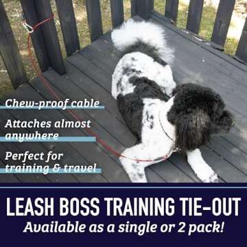 Leash Boss Dog Tie Out Cable for Large Dogs - 5 Ft Heavy Duty Tether for Outside Dog Runner - Durabl...