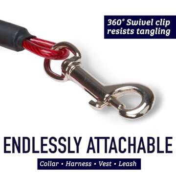 Leash Boss Dog Tie Out Cable for Large Dogs - 5 Ft Heavy Duty Tether for Outside Dog Runner - Durable, Chew-Proof, Dog Lead for Yard, Camping, and Training