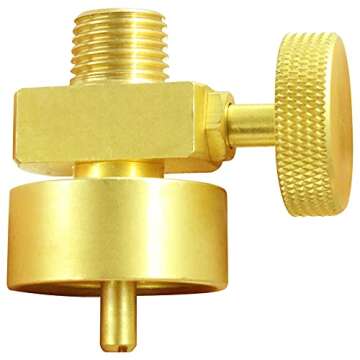 MCAMPAS Adjustable Brass Propane Regulator Valve,1/4" NPT Male to 1"-20 Female Thread Adapter -Oxy/Fuel Gas Cylinder CGA600 Connector for MC Regulator & 1LB Disposable Tanks